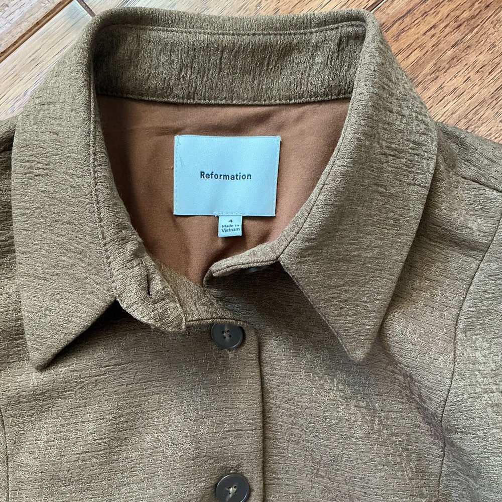 Reformation Chloe Button Down, Collared Top, Brow… - image 4